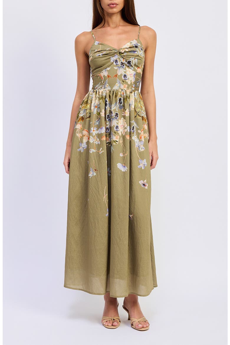 Yvette Floral Maxi Dress, Main, color, OLIVE BLUE FLORAL