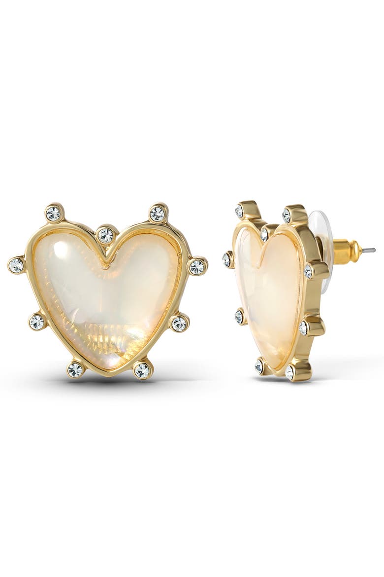 Gold-Tone Heart Stud Earrings, Main, color, Gold