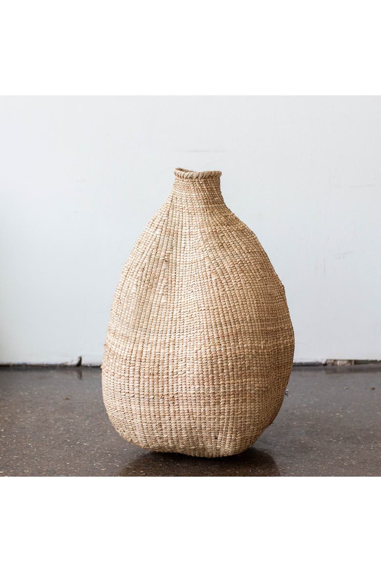 Ilala Garlic Gourd Handwoven African Basket, Alternate, color, Natural