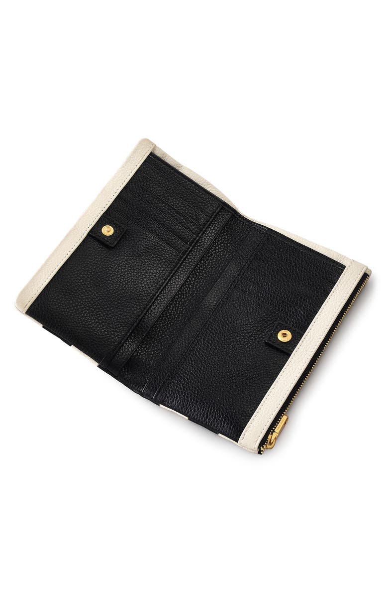 Radley Bishops Lane Stripe Leather Wallet, Alternate, color, Black/ Cream