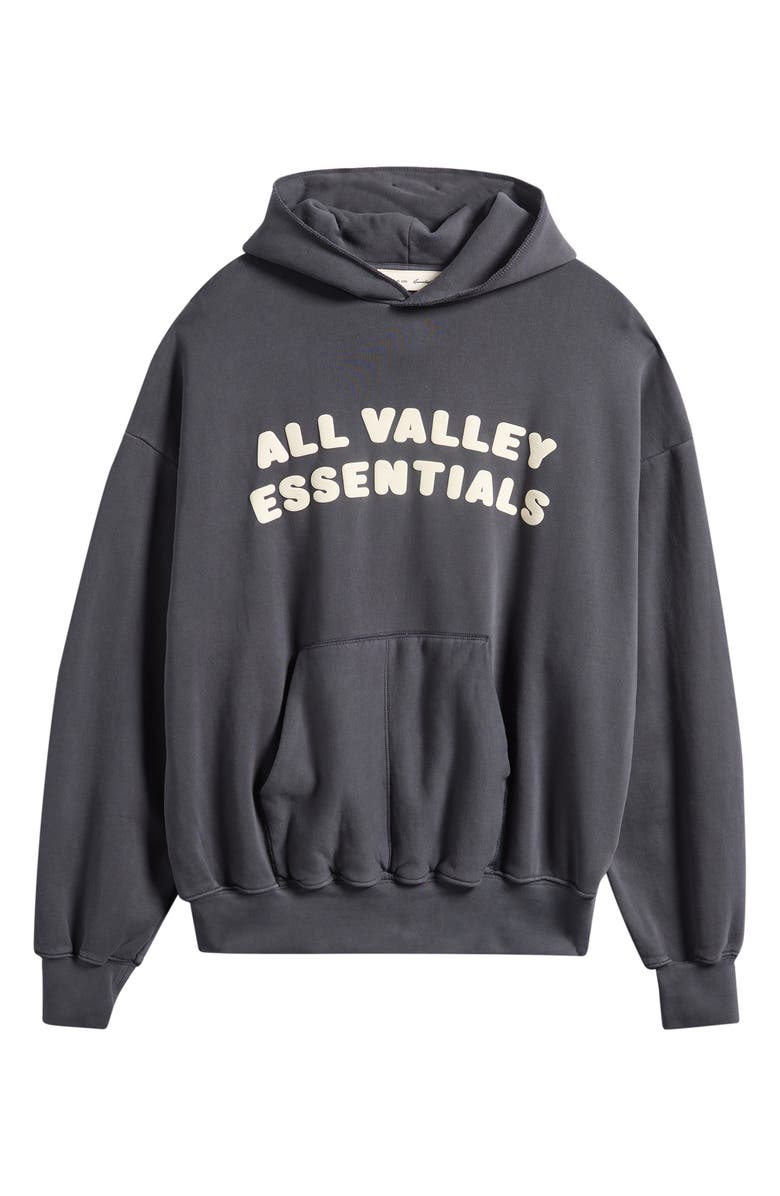 Fear of God Essentials '90s Fit Fleece Logo Hoodie, Alternate, color, Washed Iron Grey