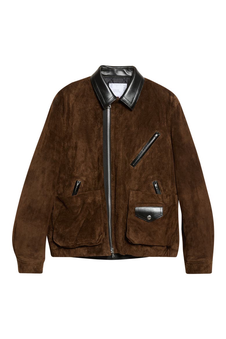 Suede Bomber Jacket, Main, color, BROWN
