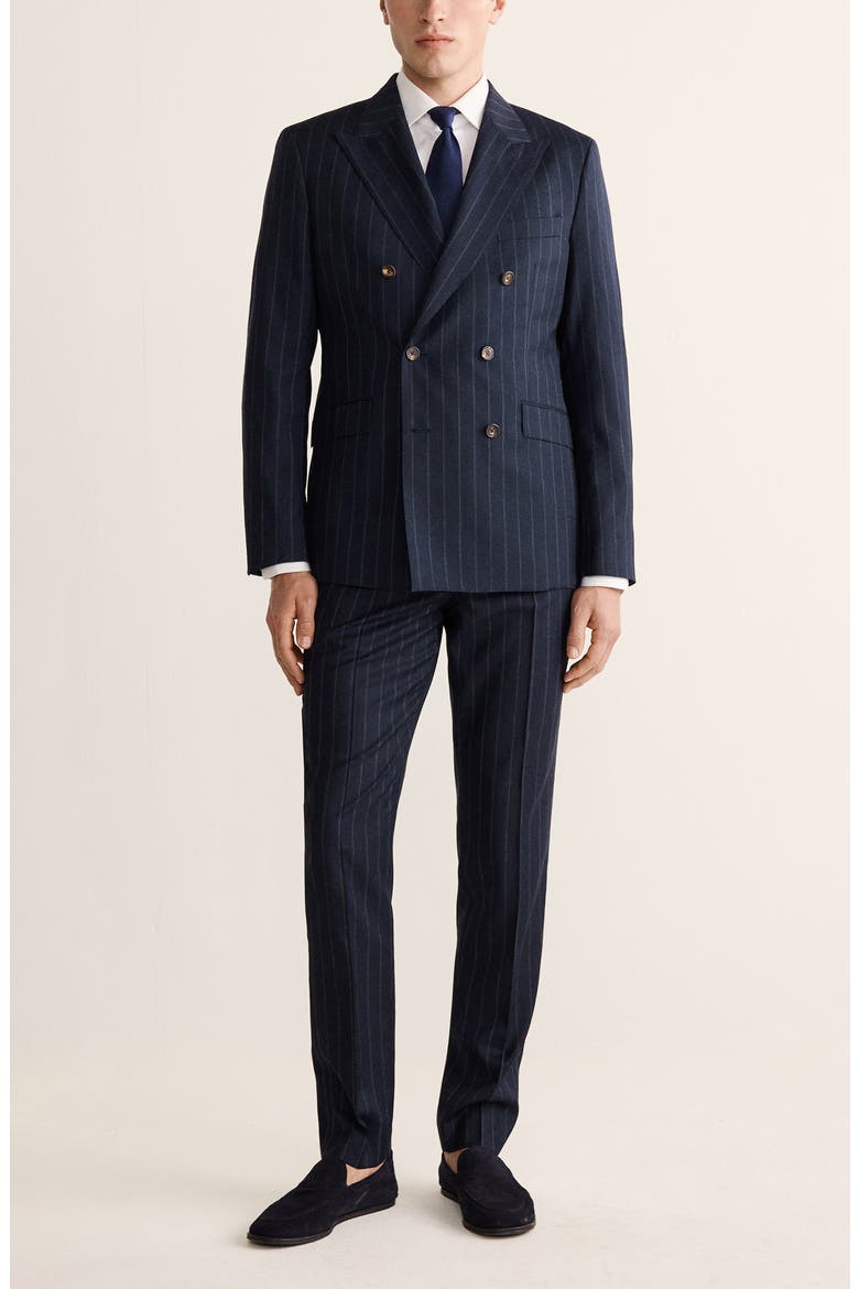 Venice Chalk Stripe Slim Fit Virgin Wool Pants, Alternate, color, NAVY