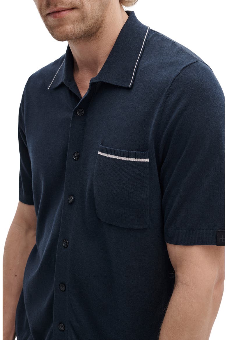 Conrad Silk & Cotton Dalton Knit Button-Up, Alternate, color, SALT