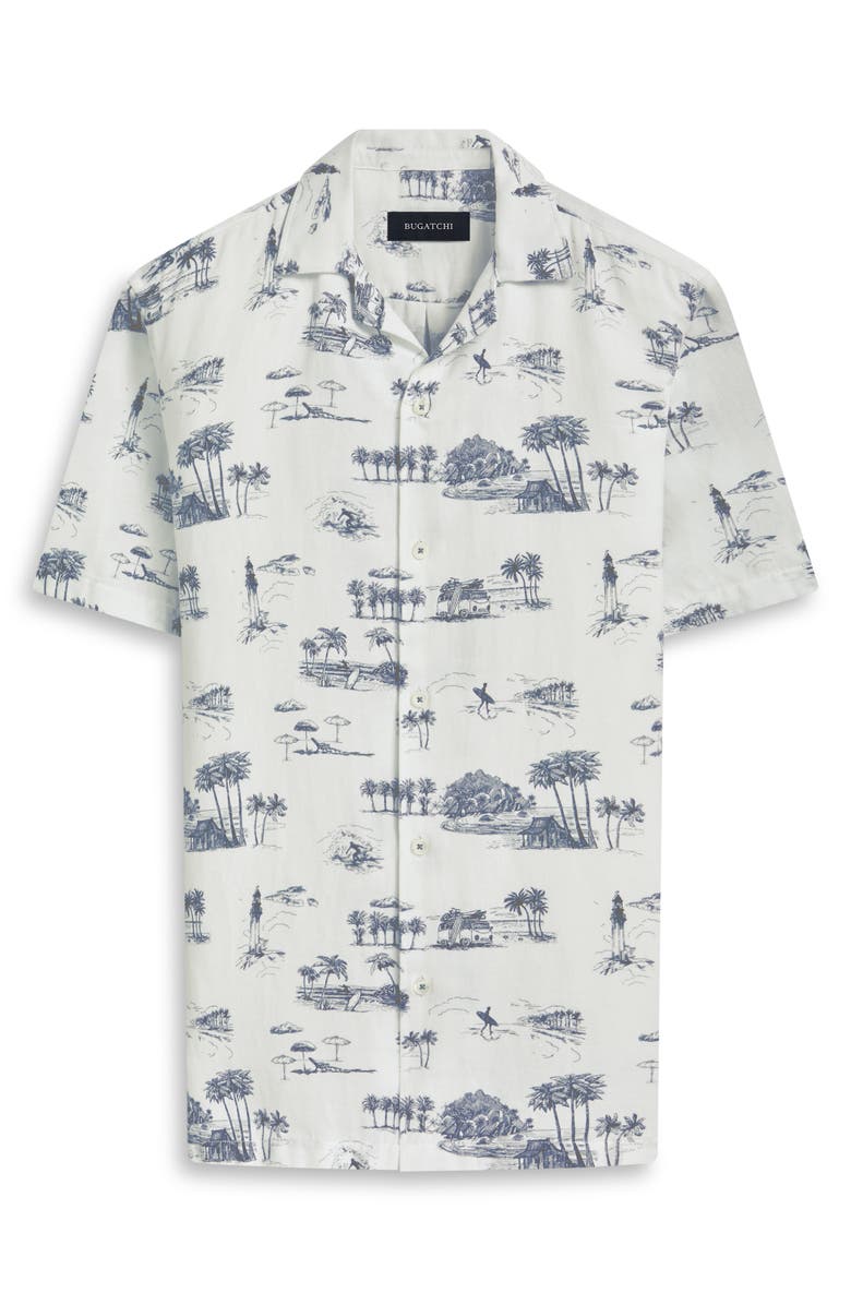 Bugatchi Jackson Shaped Fit Coastal Print Short Sleeve Button-Up Shirt, Alternate, color, 