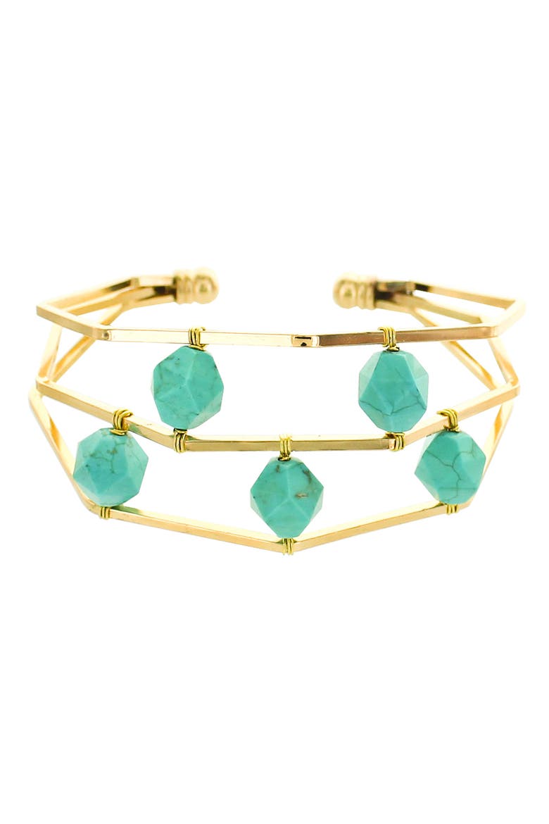 Turquoise Stone Cuff, Main, color, TURQUOISE