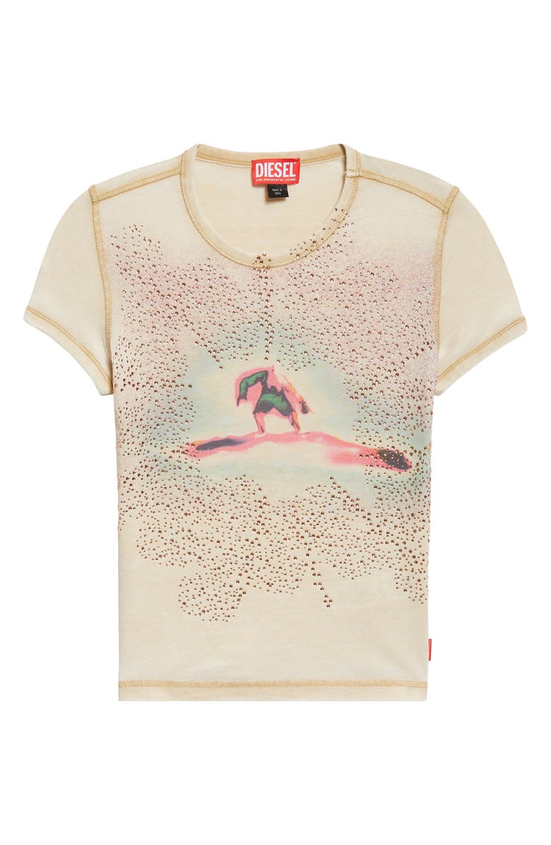 DIESEL<sup>®</sup> T-Uncuties Rhinestone Embellished Graphic T-Shirt, Main, color, Latte