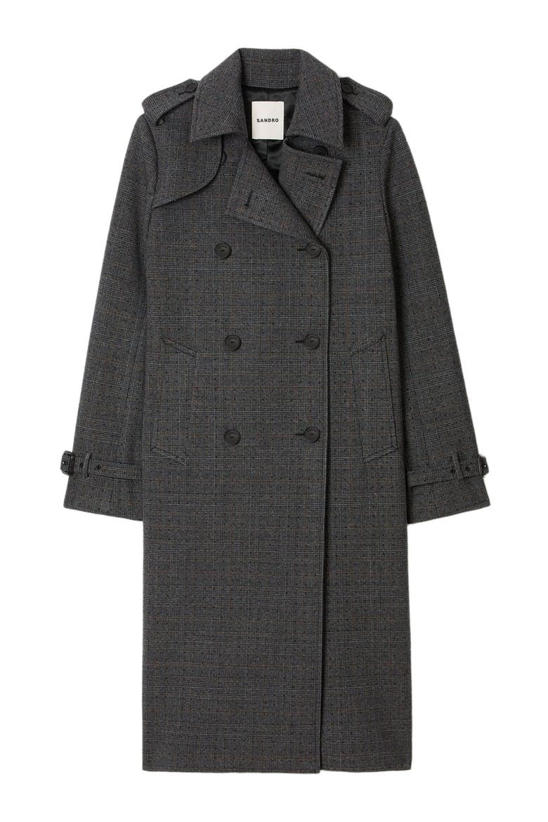 Rhinestone trench coat, Alternate, color, Grey / brown