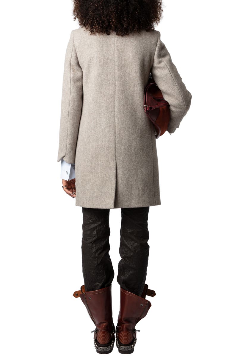 Zadig & Voltaire Marco Chevron Wool Blend Coat, Alternate, color, 