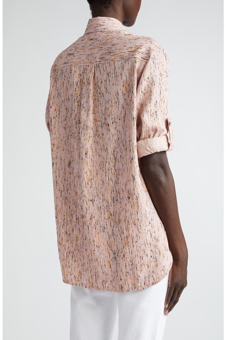 Textured Button-Up Shirt, Alternate, color, PINK/ YELLOW/ BLACK