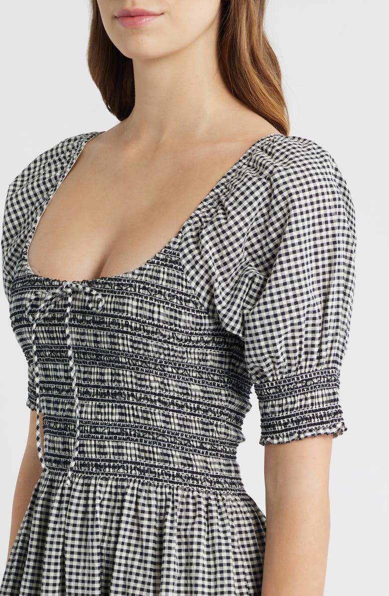 Hill House Home The Madeline Smocked Puff Sleeve Maxi Dress, Alternate, color, Black/ Sand Gingham