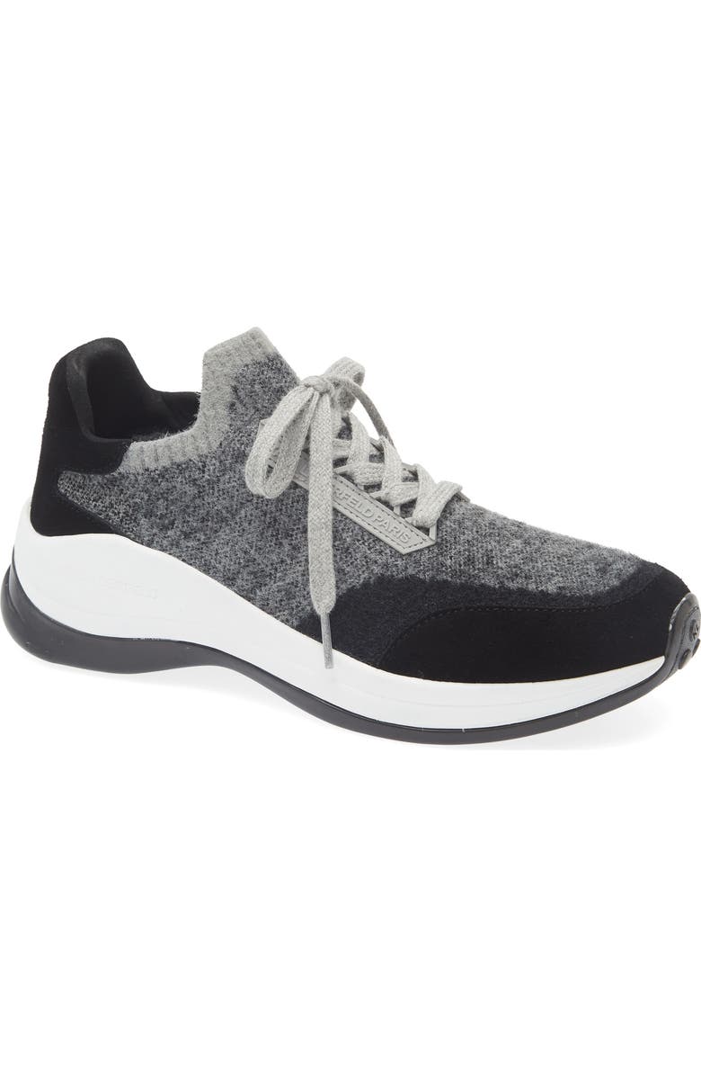 KARL LAGERFELD PARIS Carsyn Knit Sneaker, Main, color, Grey/ Black