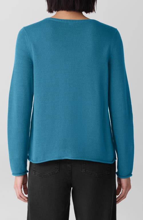 Eileen Fisher Peruvian Cotton Blend Bateau Neck Top In Blue