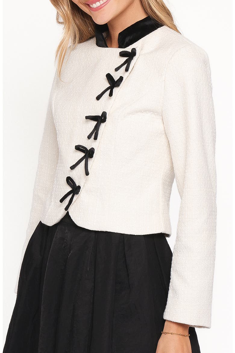 Jorah Bow Detail Crop Jacket, Alternate, color, CREAM