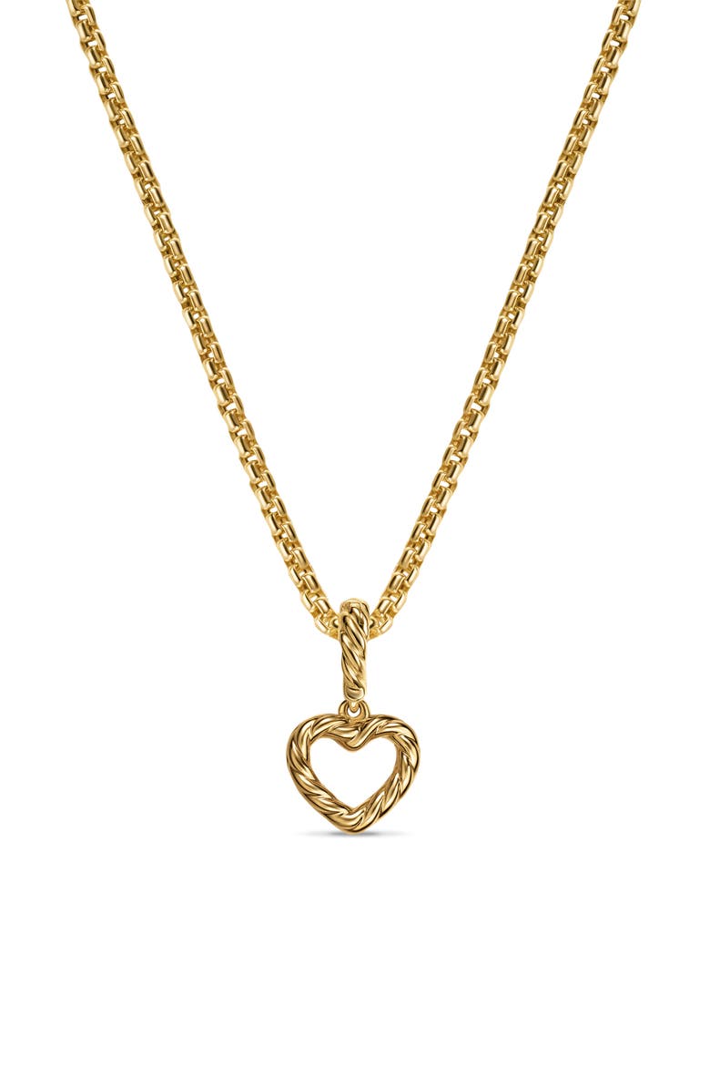 David Yurman Micro Pavé Open Heart Enhancer in 18K Yellow Gold with Diamonds, 6.8mm, Alternate, color, Diamond