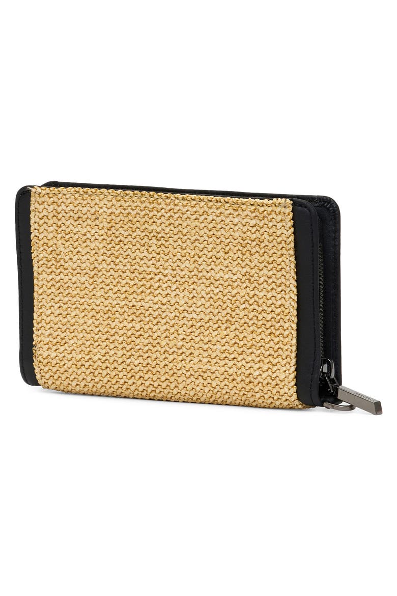 Bryant Wallet, Alternate, color, NOIR SMOOTH RAFFIA/ GUNMETAL