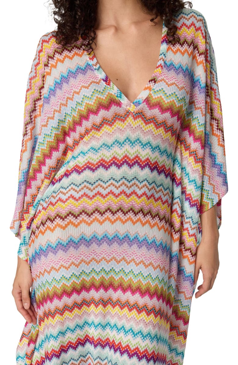Missoni Long Caftan Cover-up With Micro Pixel-effect Zigzag Pattern, Alternate, color, Multicoloured