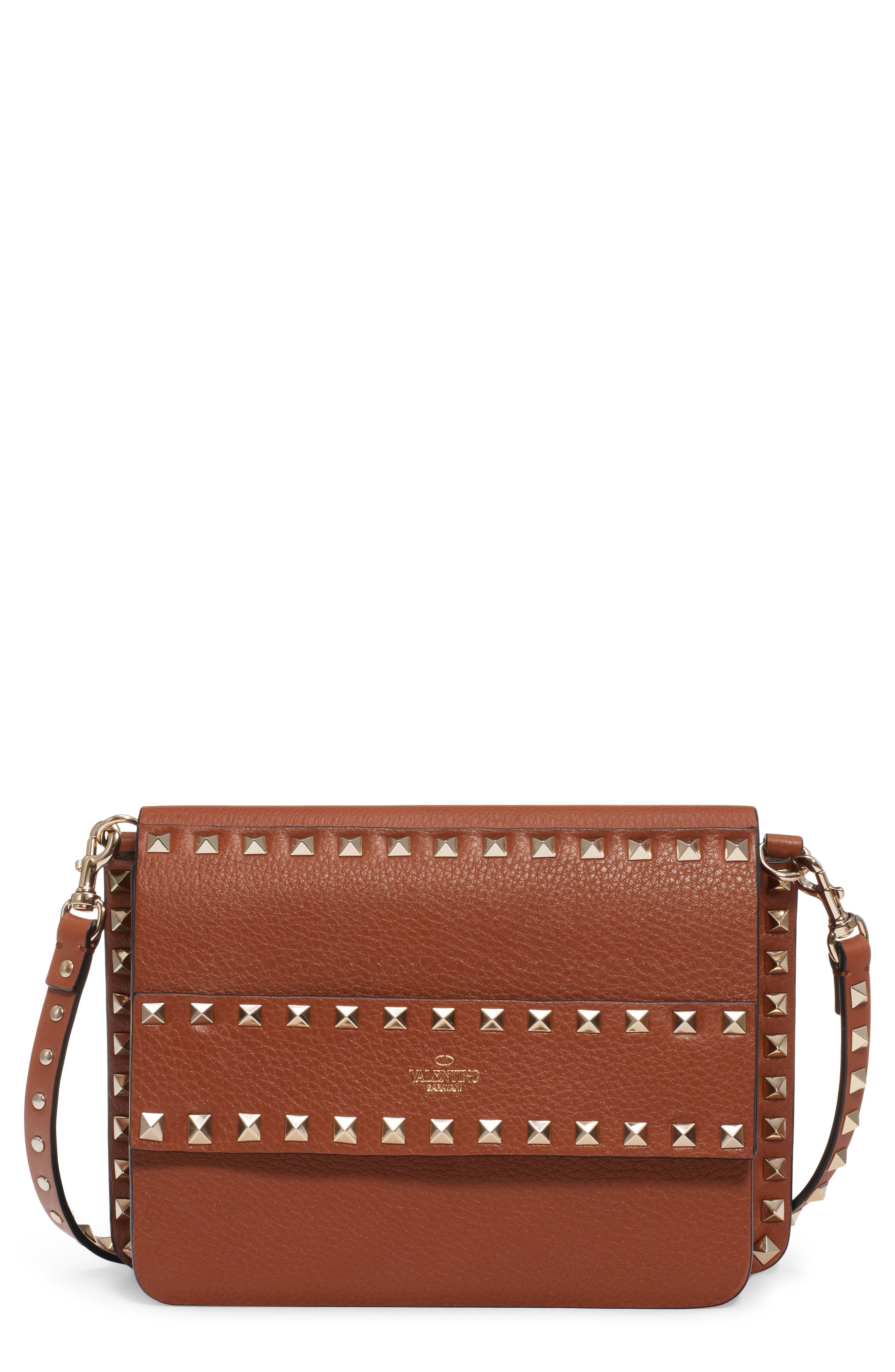 Valentino Garavani Small Rockstud Calfskin Leather Shoulder Bag, Main, color, 