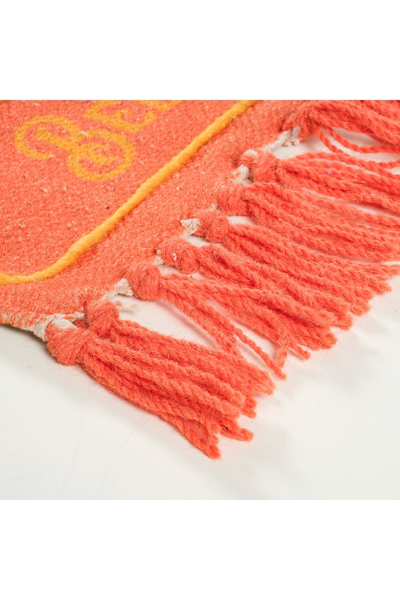 Rajna Floral Embroidery Cotton Rug Artisan Rug, Alternate, color, Orange