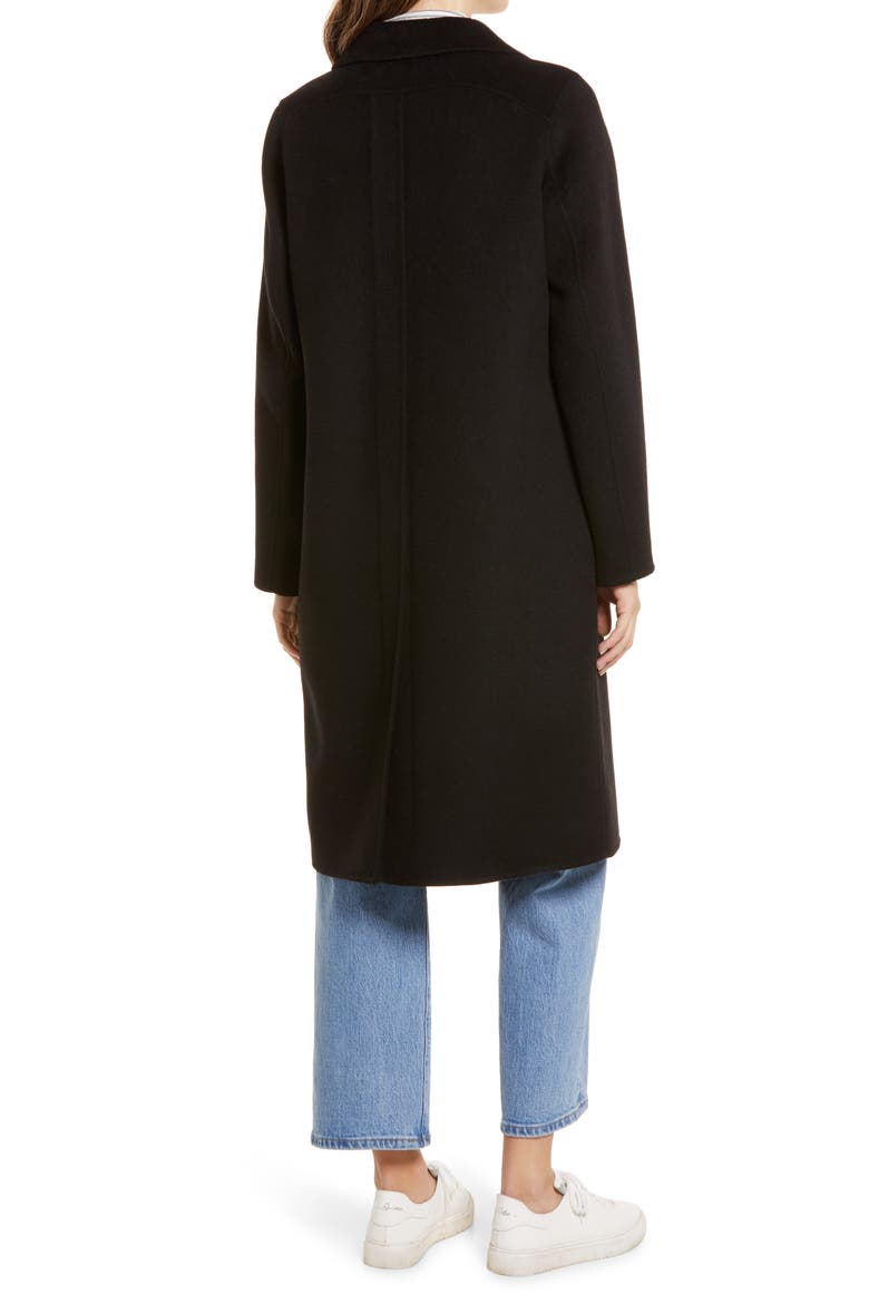 Double Breasted Wool Blend Coat, Alternate, color, BLACK