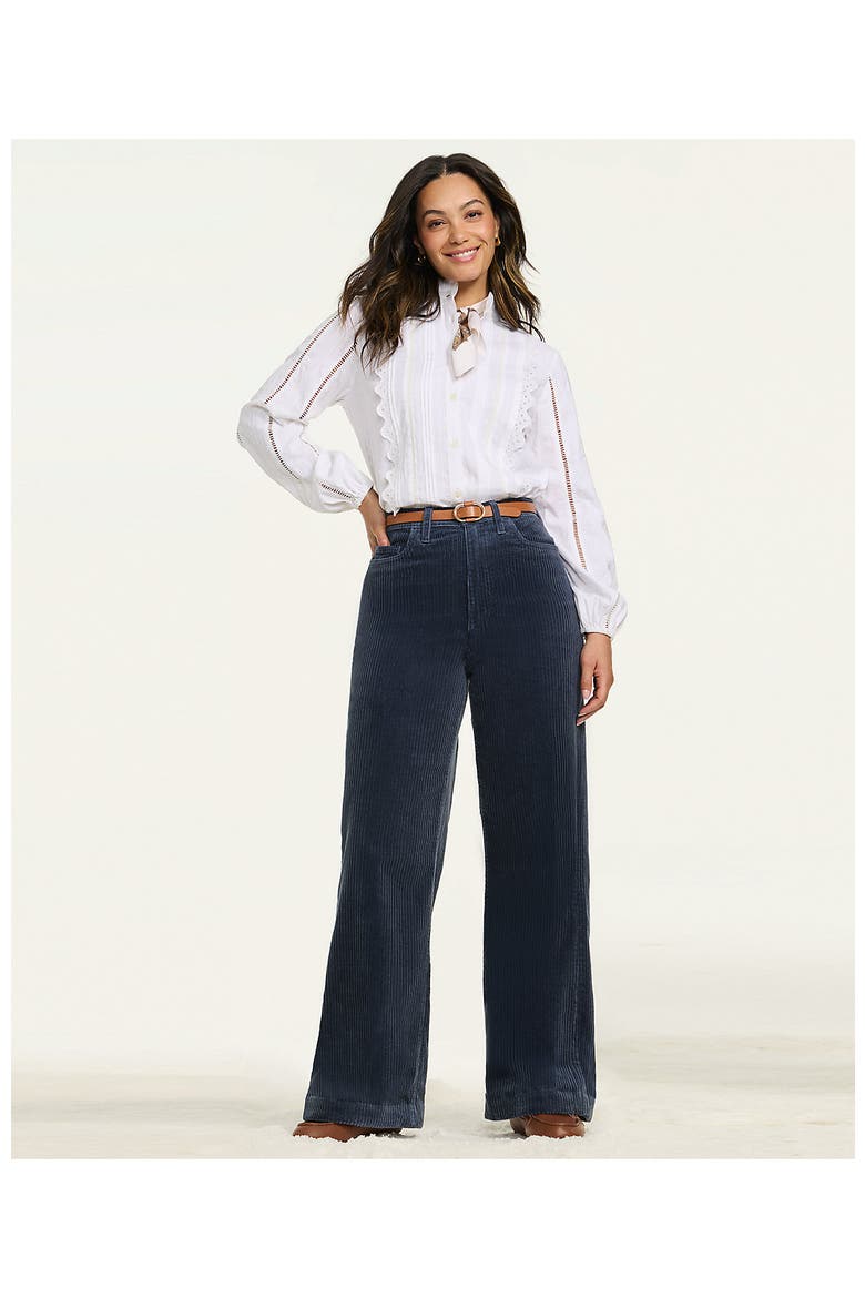High Rise Wide Leg Corduroy Pants, Alternate, color, Dusty Indigo