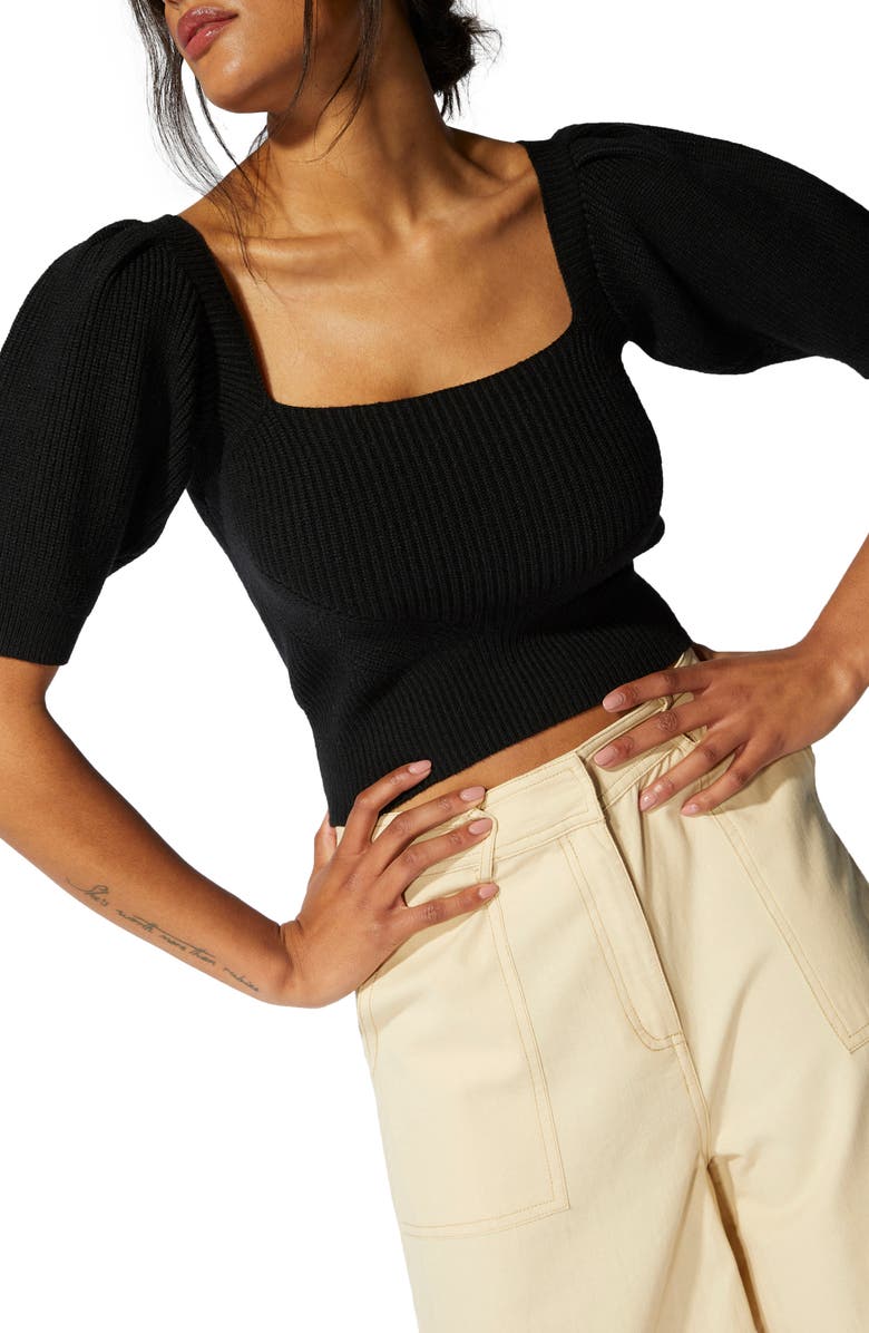 MINKPINK Vallerie Puff Sleeve Knit Top, Alternate, color, 