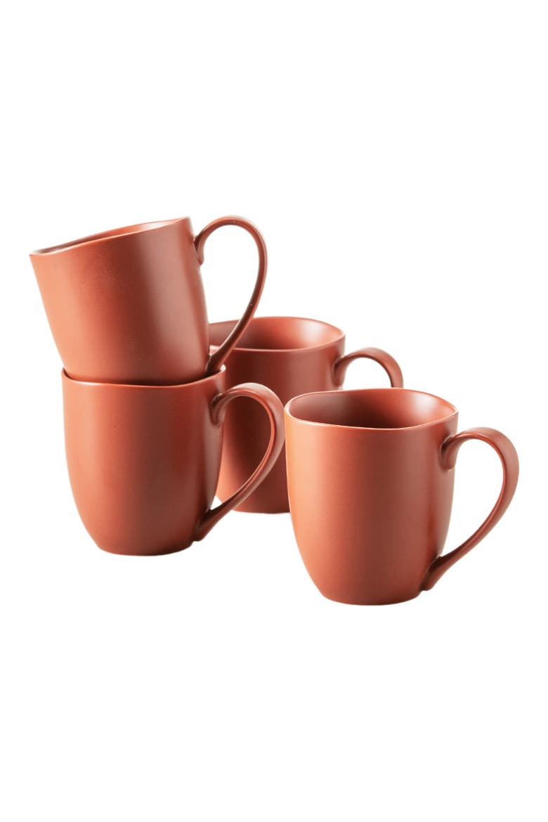 Heirloom Set of 4 Tapered Ceramic Mugs, Alternate, color, TERRACOTTA