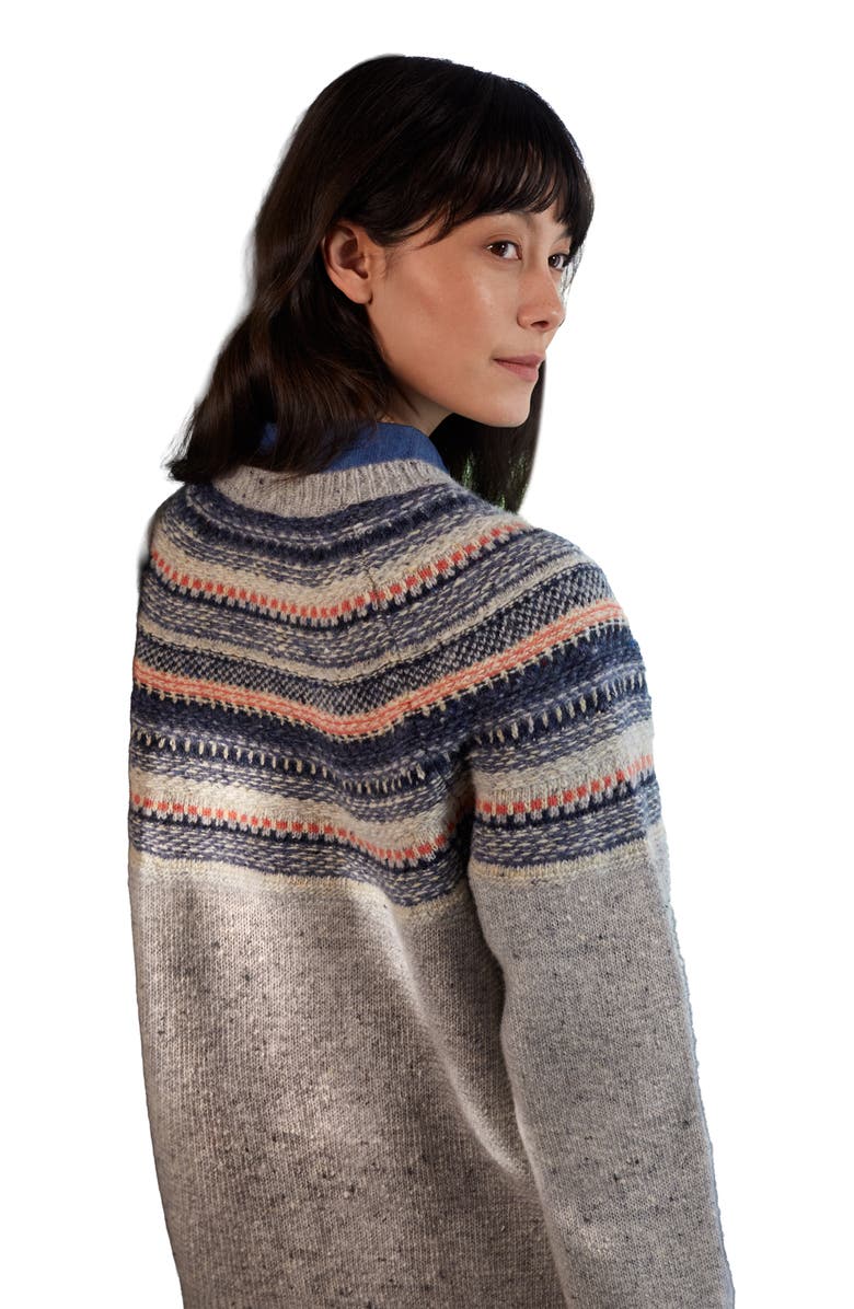 Celtic & Co. Stitchy Stripe Yoke Sweater, Alternate, color, Skylight Multi