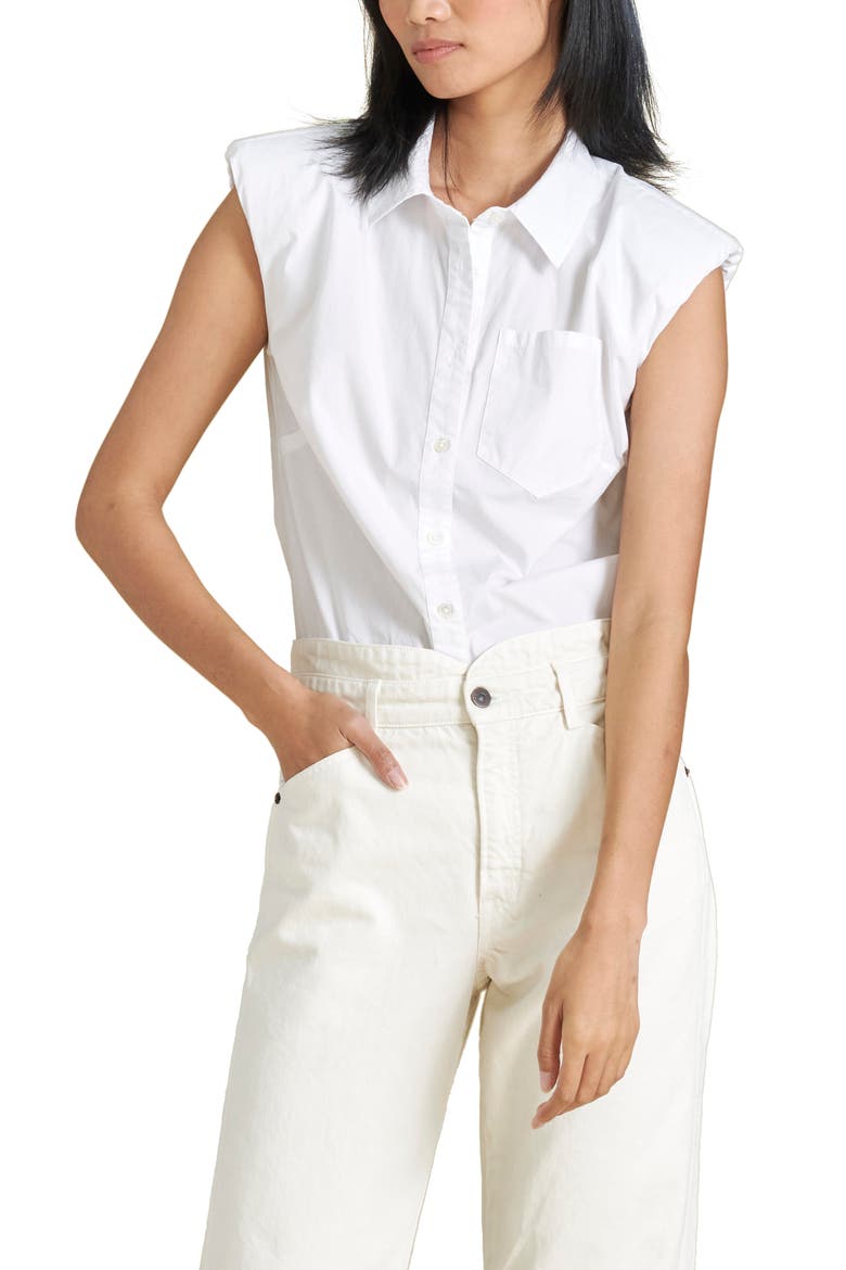 Kat Strong Shoulder Shirt, Main, color, WHITE
