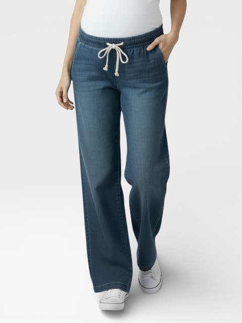 Under the Belly Tie Waist Denim Wide Leg Pant