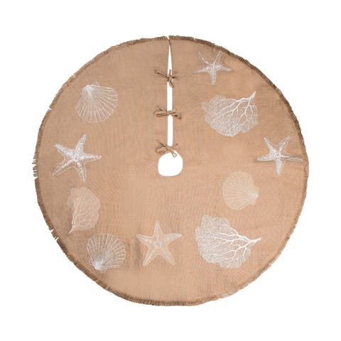 Sandy Coast Rustic Brown 100% Polyester Christmas Tree Skirt w/ Fringe 54"