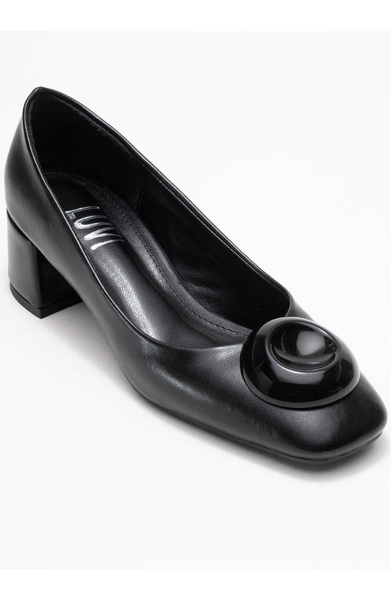 Prologue Shoes Mila Buckle Square Toe Block Heel Pump, Main, color, Black