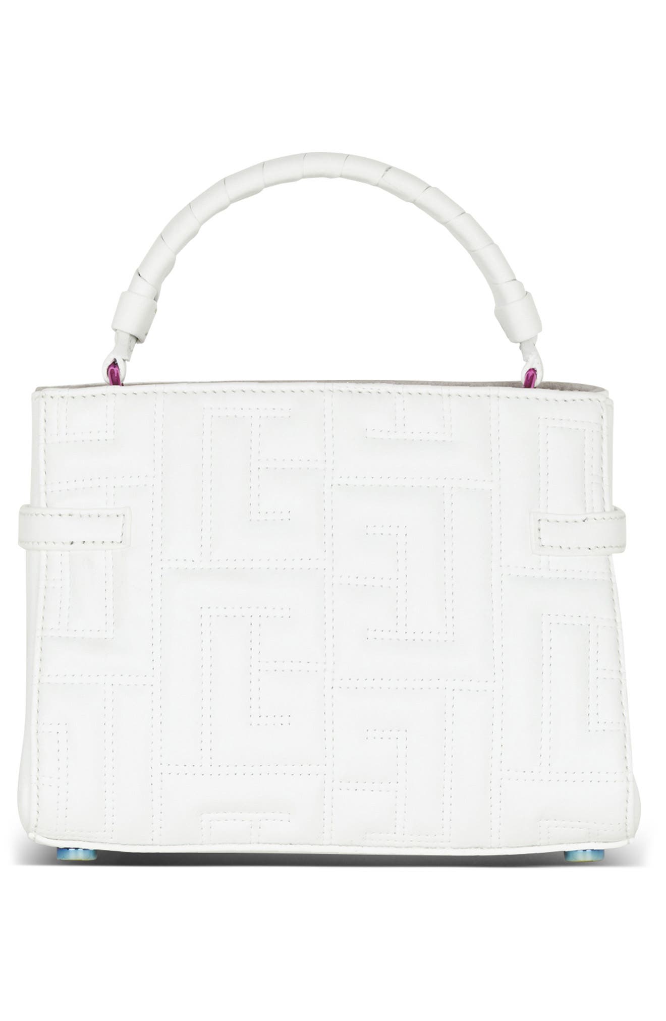 Balmain B-Buzz 22 Monogram Leather Top Handle Bag, Alternate, color, 