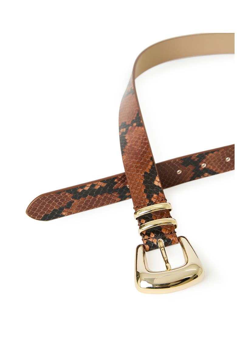 Milan Python Print Leather Belt, Alternate, color, COGNAC/ GOLD