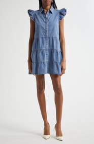 Alice + Olivia Jem Tiered Denim Minidress