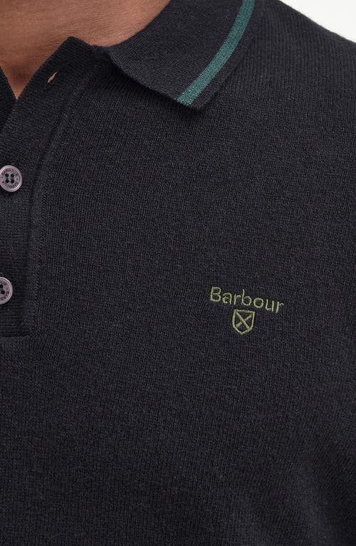 Barbour Nocton Cotton & Wool Long Sleeve Polo In Black