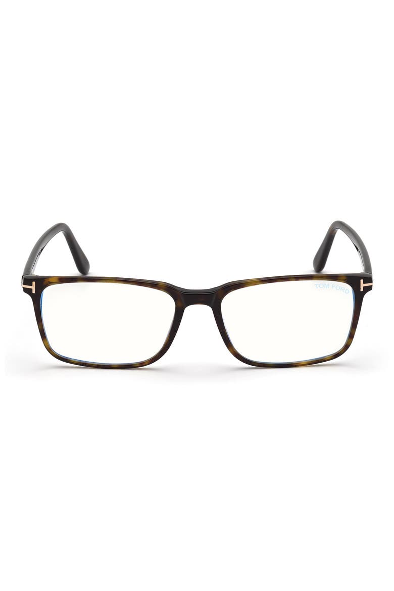 54mm Rectangular Blue Light Blocking Glasses, Main, color, HAVANA ROSE GOLD / T LOGO