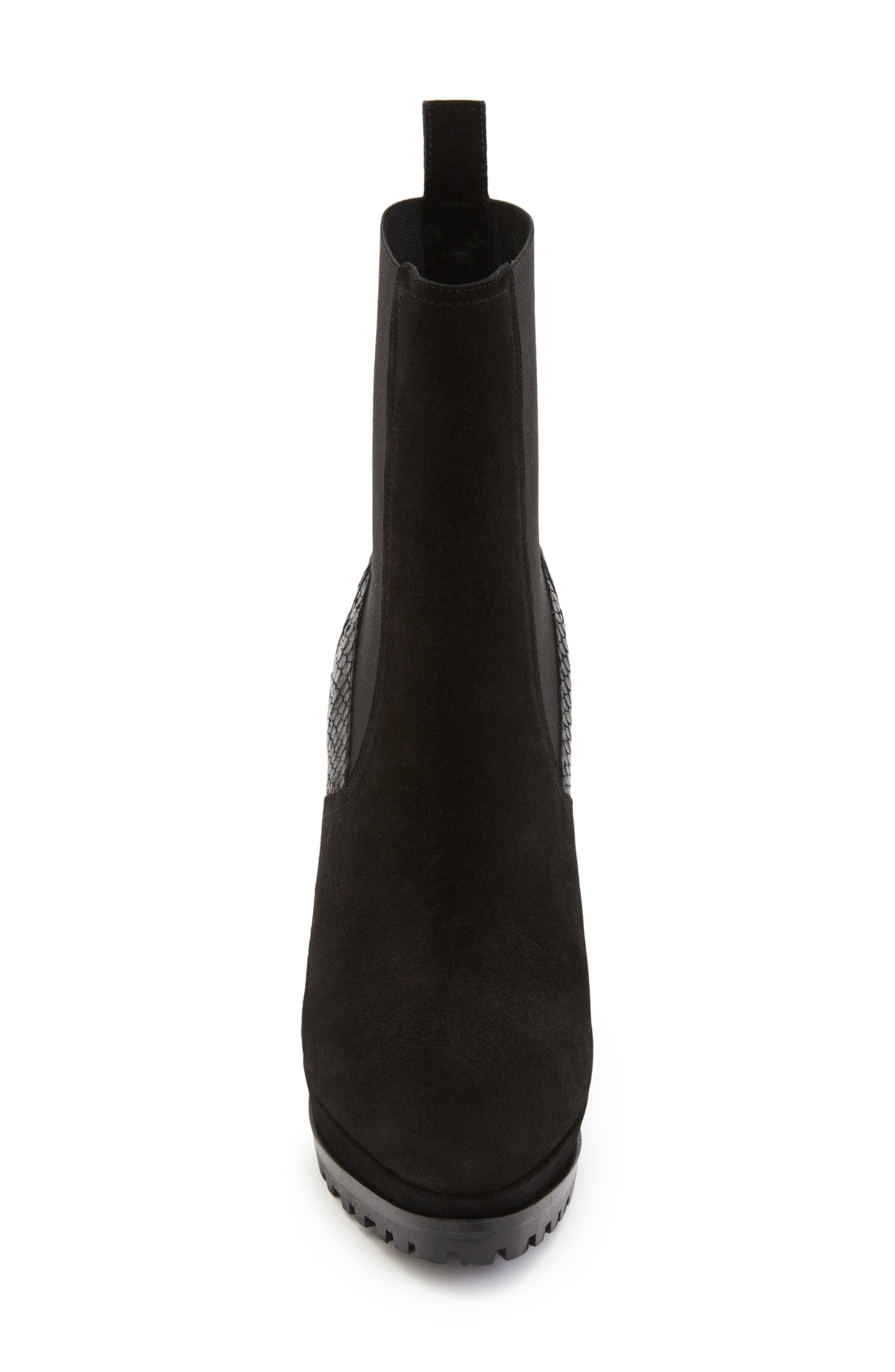 AllSaints Sahara Snakeskin Embossed Suede Bootie, Alternate, color, 