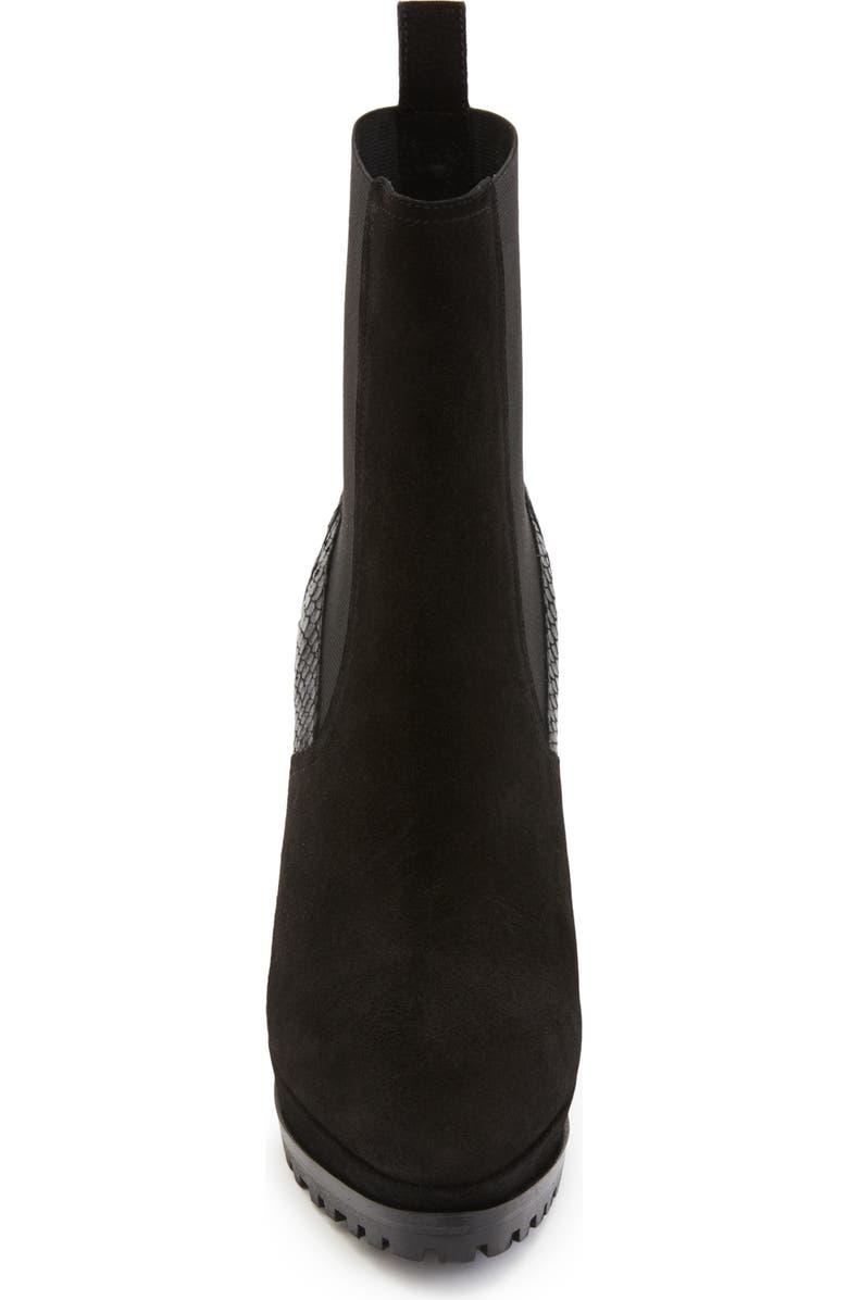 AllSaints Sahara Snakeskin Embossed Suede Bootie, Alternate, color,