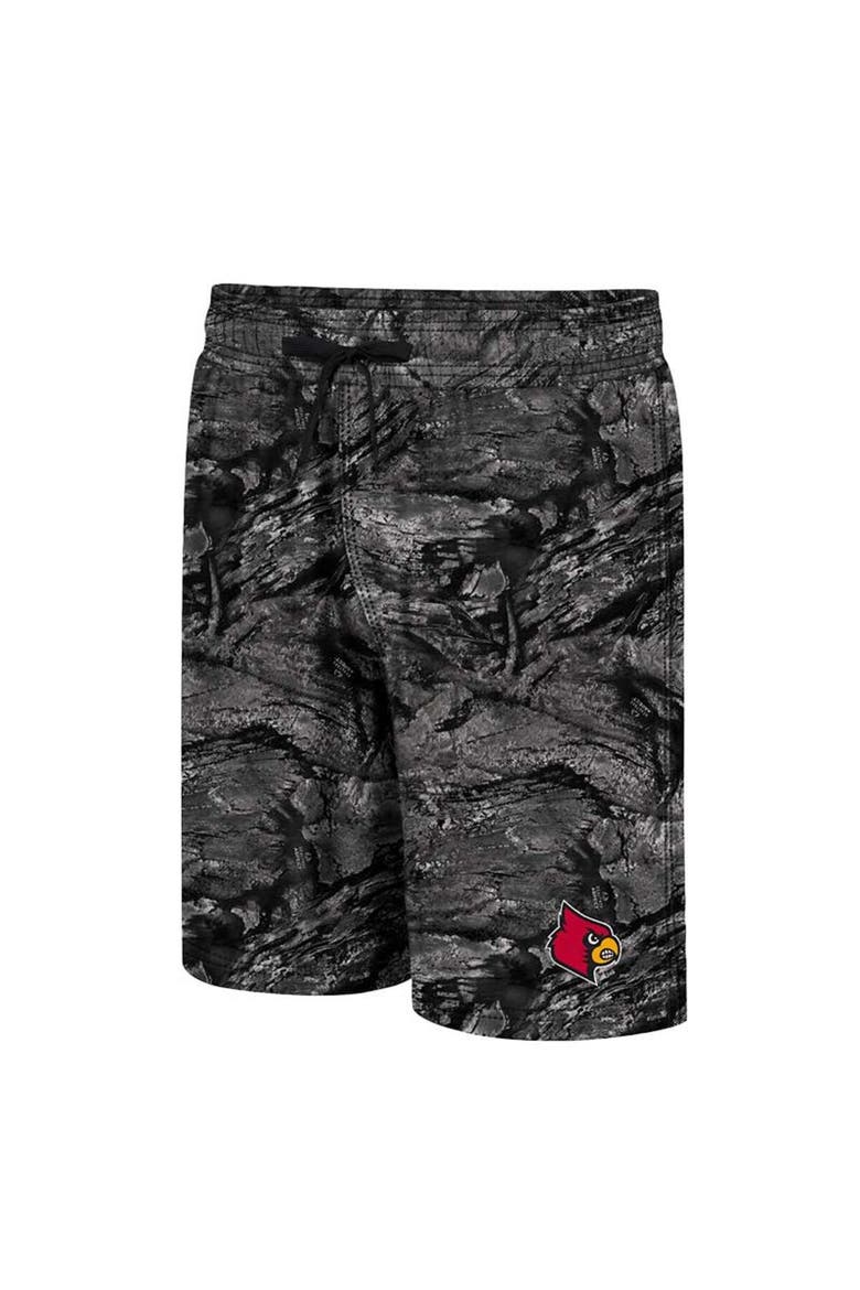 Men's Colosseum Charcoal Louisville Cardinals Realtree Aspect Ohana Swim Shorts, Alternate, color, Charcoal