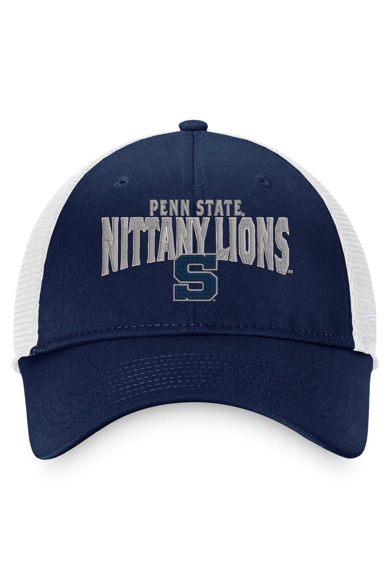 Men's Top of the World Navy/White Penn State Nittany Lions Breakout Trucker Snapback Hat, Alternate, color, Navy