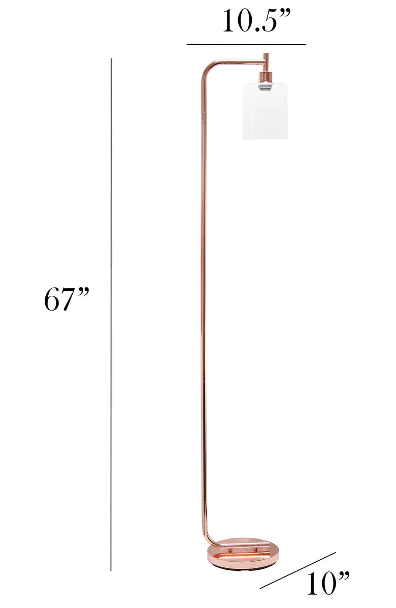 LALIA HOME Modern Iron Lantern Floor Lamp with Glass Shade - Rose Gold, Alternate, color, 