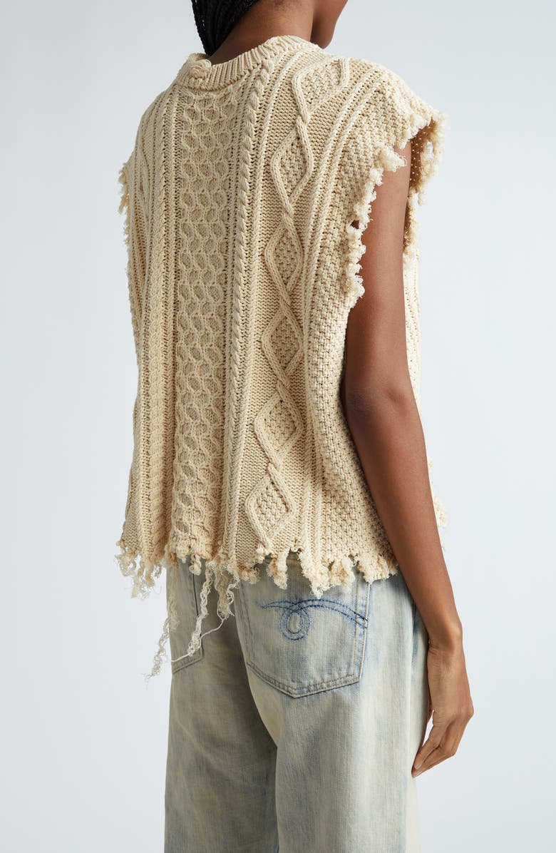 R13 Don't Grow Up Fray Hem Cable Stitch Sweater Vest, Alternate, color, 