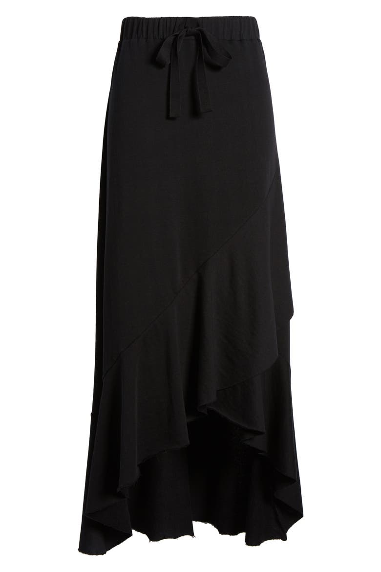 High/Low Cotton Blend Utility Skirt, Alternate, color, BLACK