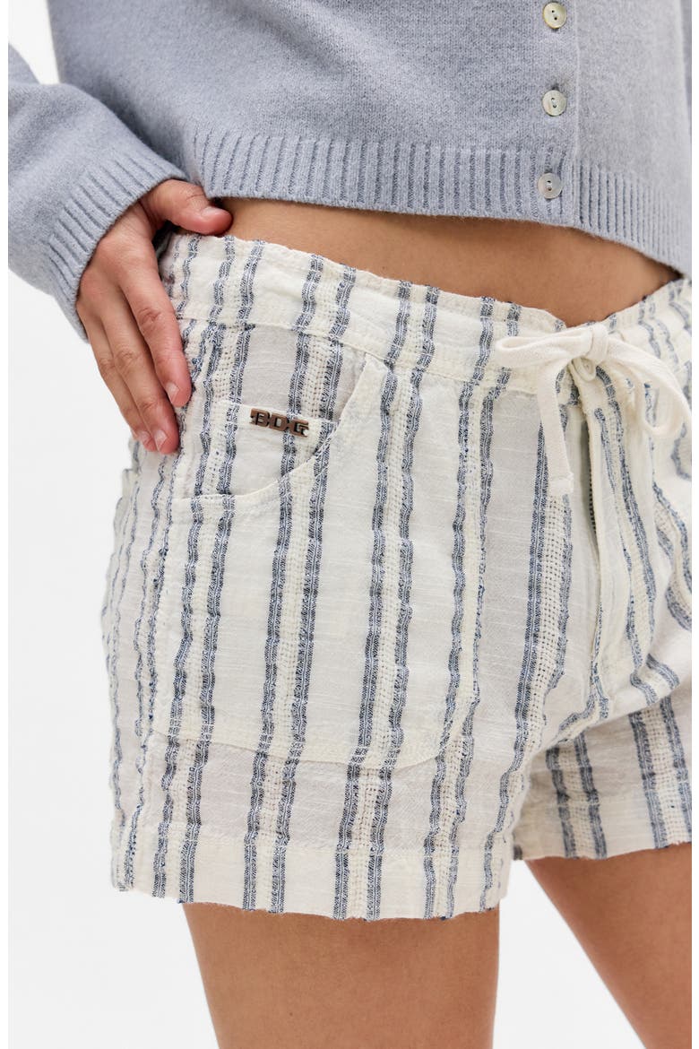 Linen & Cotton Shorts, Alternate, color, OFF WHITE STRIPE