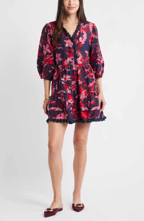 Caslon® Floral Drop Waist Minidress