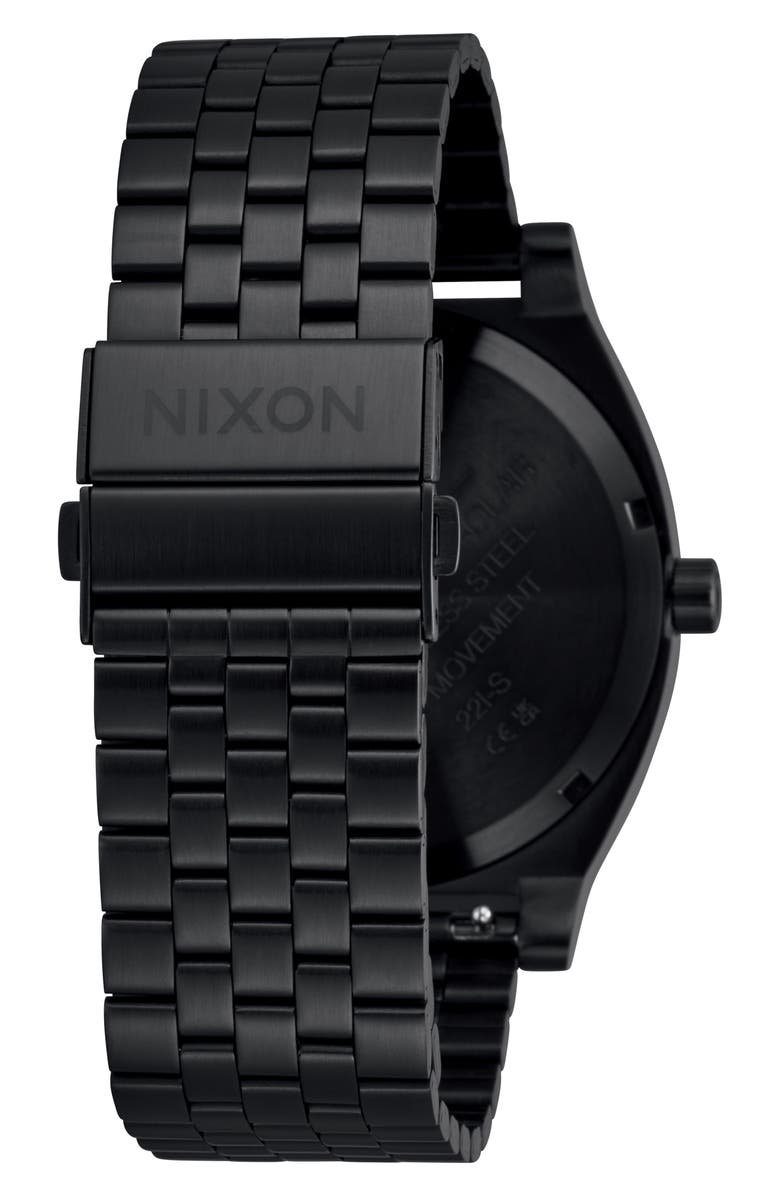 Nixon Time Teller Solar Bracelet Watch, 40mm, Alternate, color, All Black / White