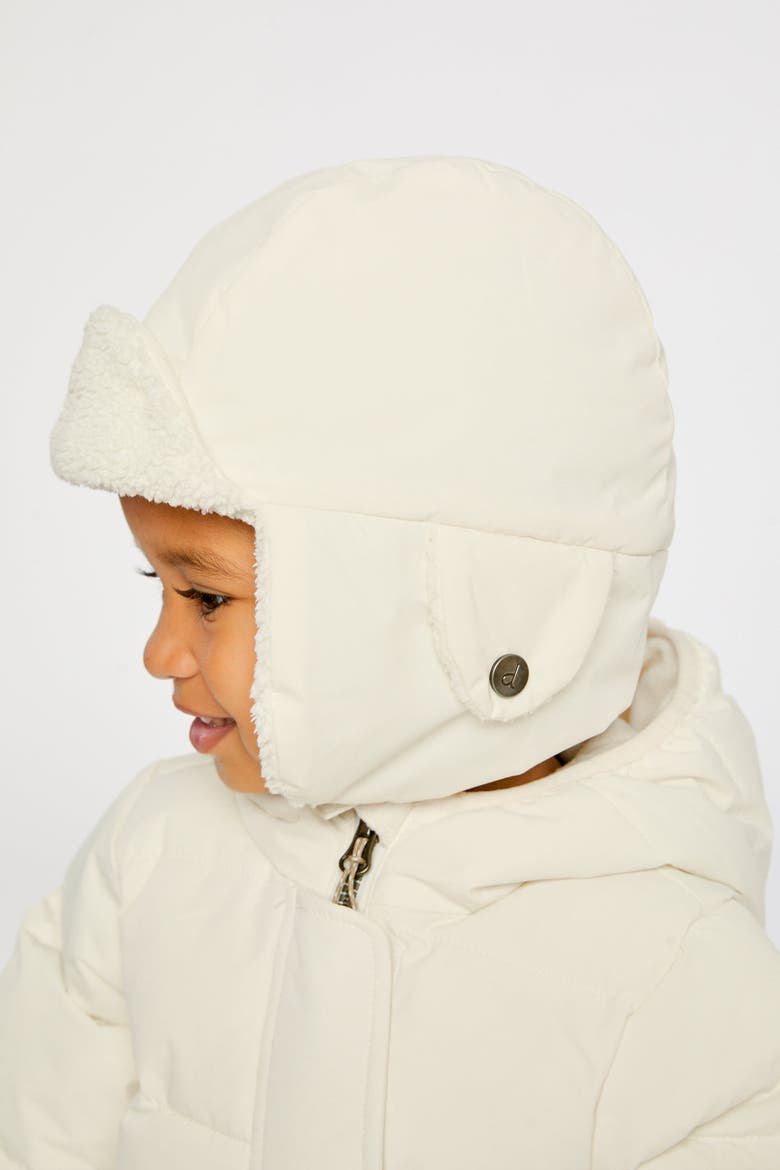 Lined Faux Fur Ear Flap Chapka with Button Chin Strap, Alternate, color, Off-White