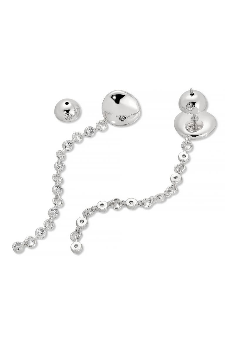 Polished Pebble Crystal Drop Earrings, Alternate, color, RHODIUM/ SILVER