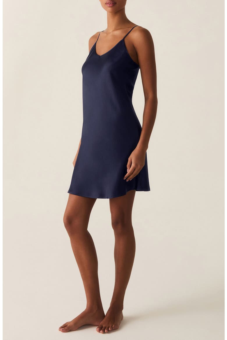 Bijou Silk Slip Nightgown, Alternate, color, NAVY